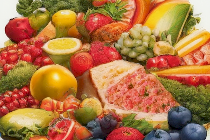 Image should depict the concept of a balanced and nutritious diet