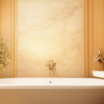 Image should depict a serene and calming bathroom space with soft lighting