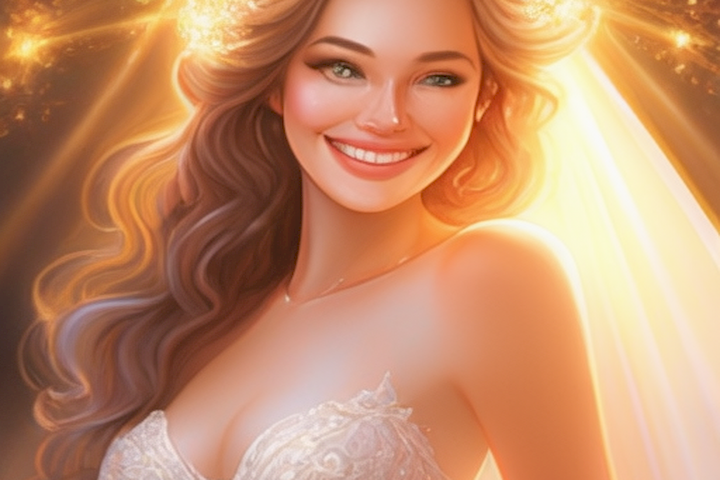 Image of a radiant bride with a beautiful smile and glowing skin.