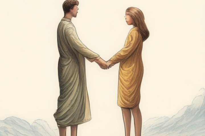 Image should depict a couple holding hands