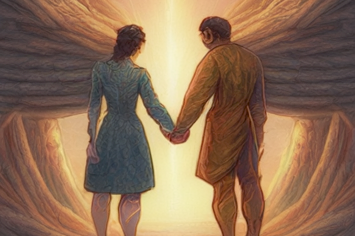 Image should depict a couple holding hands