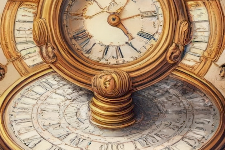 Image should depict hands manipulating a calendar or timer