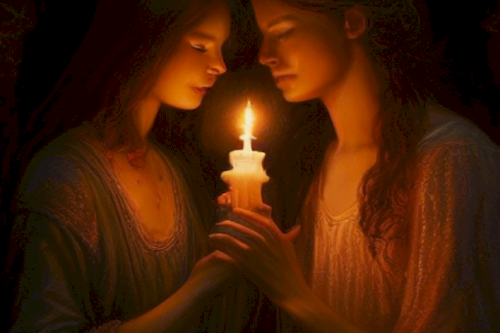 image of a couple holding a candle together