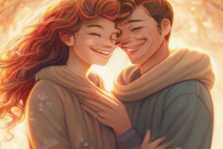 Image of a couple holding hands and smiling warmly