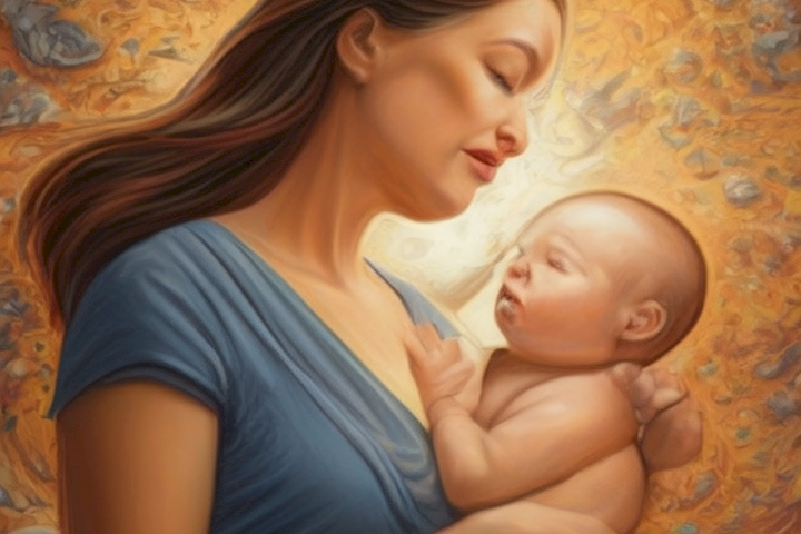 Image should depict a mother navigating and managing her emotions while facing changes during pregnancy and motherhood.