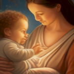 Image should show a mother engaging in a nurturing and calming activity