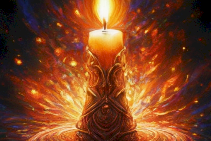 image of a vibrant spark illuminating a candle, representing the enduring and eternal love between couples.