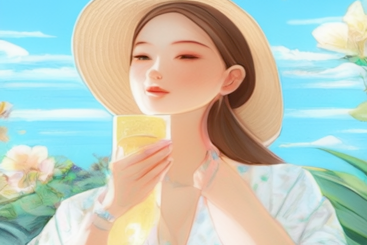   The image should show a variety of practical and stylish summer skin care tips and tricks, such as sunscreen application, hydration, and sun protection measures.