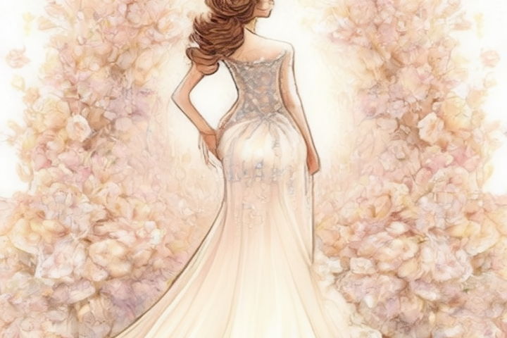 The image should depict a woman's glamorous and captivating bridal look