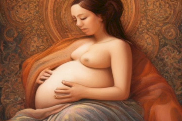 Image should depict a pregnant woman taking care of herself