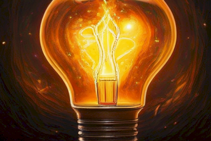   The image should represent a flickering light bulb, symbolizing the spark and warmth of love and connection.