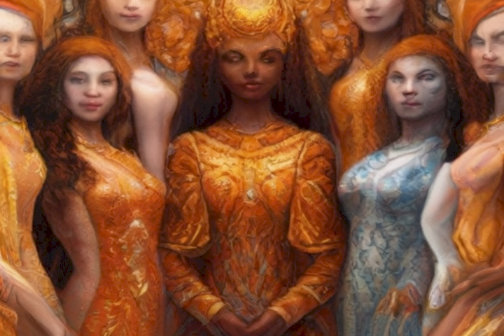 image should showcase a diverse group of women connecting and supporting each other, representing the concept of connecting with oneself and growing as a woman.