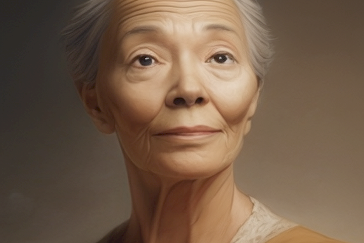 Picture a person's face that has been toned and is free of wrinkles.