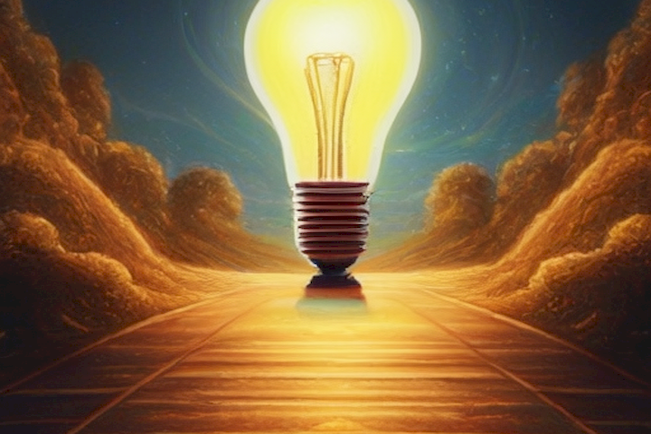  The image should depict a light bulb illuminating a path leading towards a car, symbolizing the illuminating power of self-esteem.