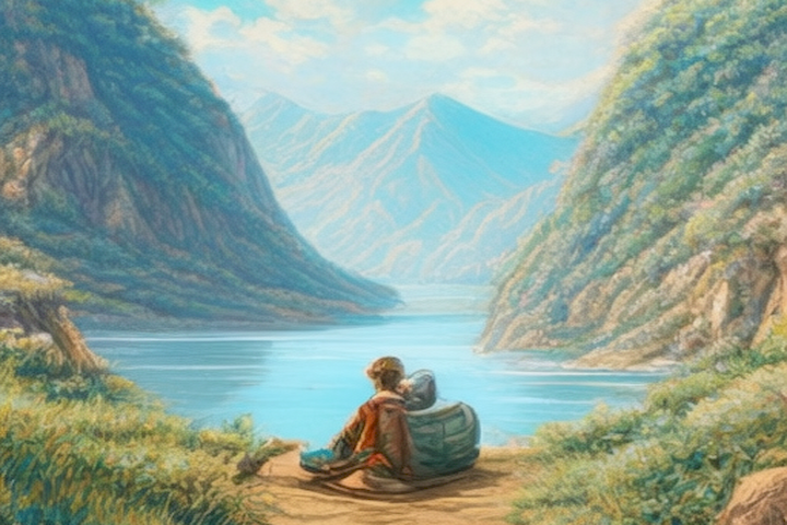 image of a person taking a relaxing break on a scenic journey.