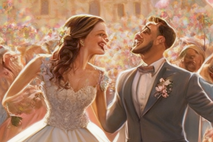 image of a wedding celebration, showcasing the joy and love of the couple.