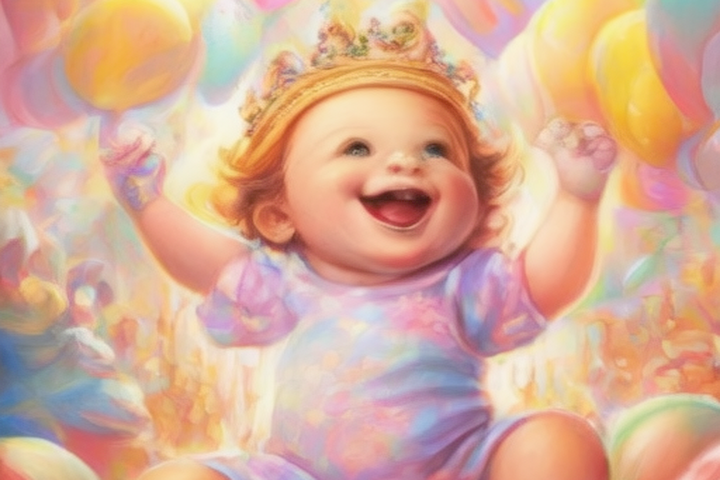 The image should depict a vibrant and colorful baby shower filled with joy