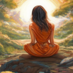 Image should depict a person prioritizing their mental and emotional well-being by engaging in self-care activities such as meditation