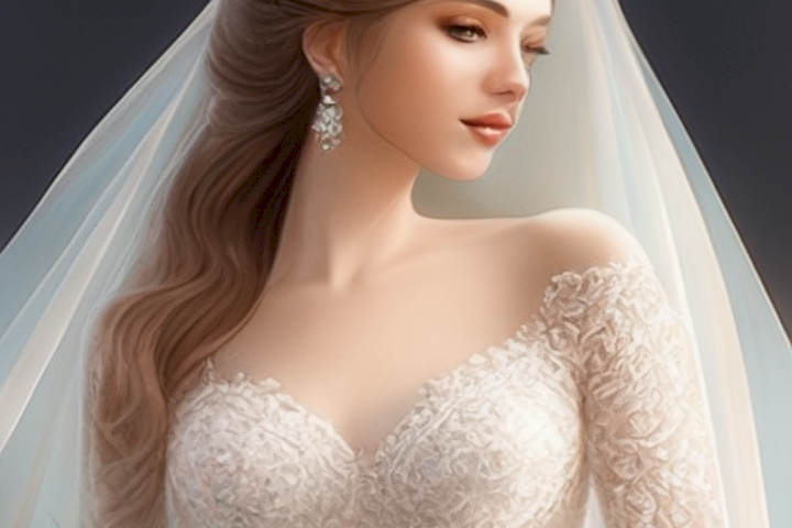 Image should show the beauty and elegance of a bride on her wedding day, with her flawless skin highlighted and a touch of romanticism.